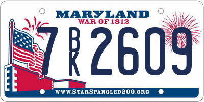 MD license plate 7BK2609