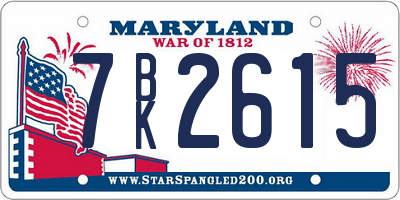 MD license plate 7BK2615
