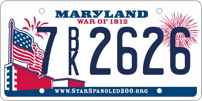 MD license plate 7BK2626