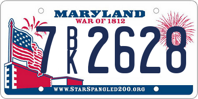 MD license plate 7BK2628