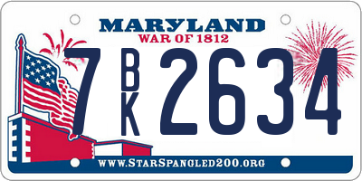 MD license plate 7BK2634