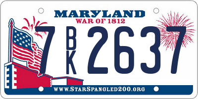 MD license plate 7BK2637