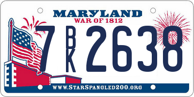 MD license plate 7BK2638