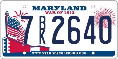 MD license plate 7BK2640