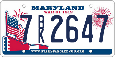MD license plate 7BK2647