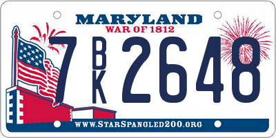 MD license plate 7BK2648