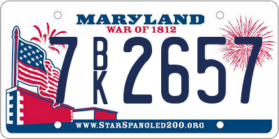 MD license plate 7BK2657