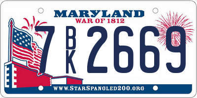 MD license plate 7BK2669