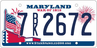 MD license plate 7BK2672