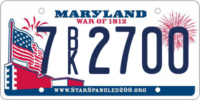MD license plate 7BK2700