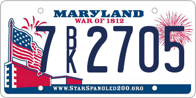 MD license plate 7BK2705
