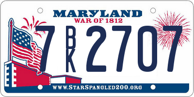 MD license plate 7BK2707
