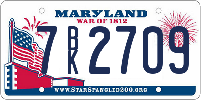 MD license plate 7BK2709