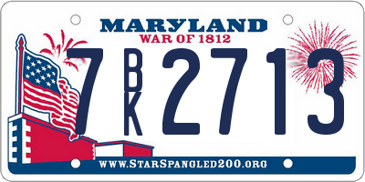 MD license plate 7BK2713
