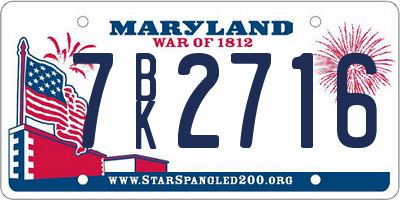 MD license plate 7BK2716