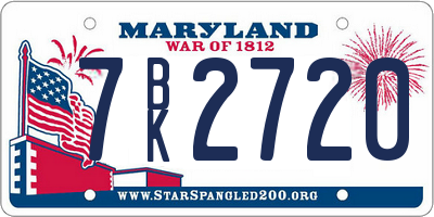 MD license plate 7BK2720