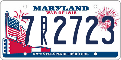 MD license plate 7BK2723