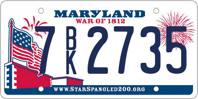 MD license plate 7BK2735
