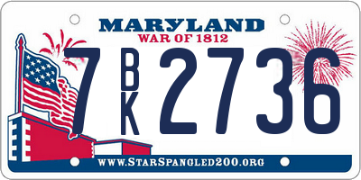 MD license plate 7BK2736