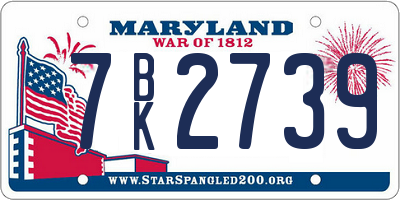 MD license plate 7BK2739