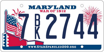 MD license plate 7BK2744
