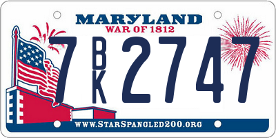 MD license plate 7BK2747