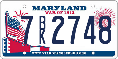 MD license plate 7BK2748
