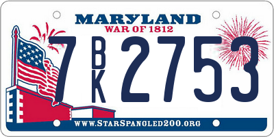 MD license plate 7BK2753