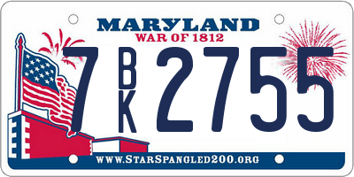 MD license plate 7BK2755