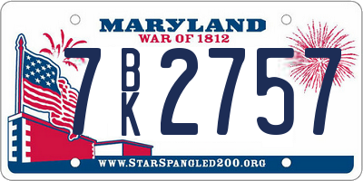 MD license plate 7BK2757