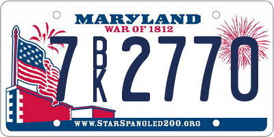 MD license plate 7BK2770