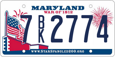 MD license plate 7BK2774
