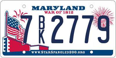 MD license plate 7BK2779