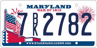 MD license plate 7BK2782