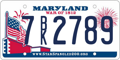 MD license plate 7BK2789
