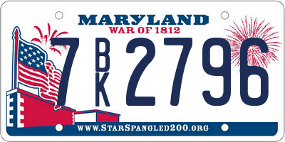 MD license plate 7BK2796