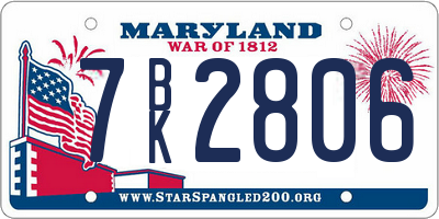 MD license plate 7BK2806