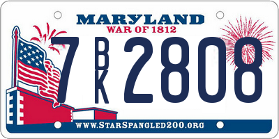 MD license plate 7BK2808