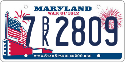 MD license plate 7BK2809