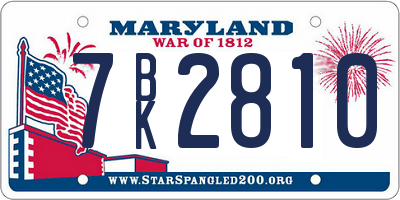 MD license plate 7BK2810