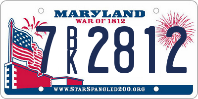 MD license plate 7BK2812