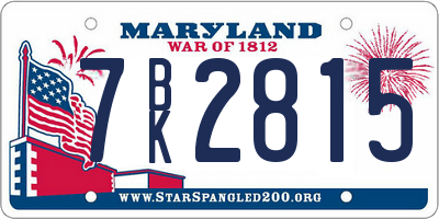 MD license plate 7BK2815