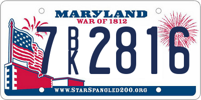 MD license plate 7BK2816