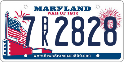 MD license plate 7BK2828