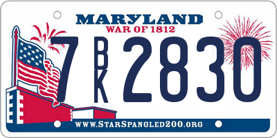 MD license plate 7BK2830