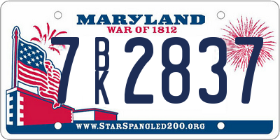 MD license plate 7BK2837