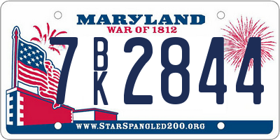 MD license plate 7BK2844