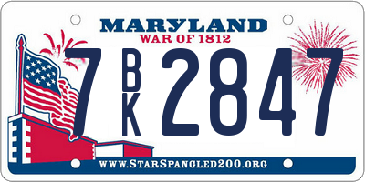 MD license plate 7BK2847