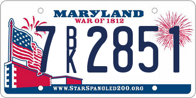 MD license plate 7BK2851
