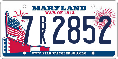 MD license plate 7BK2852